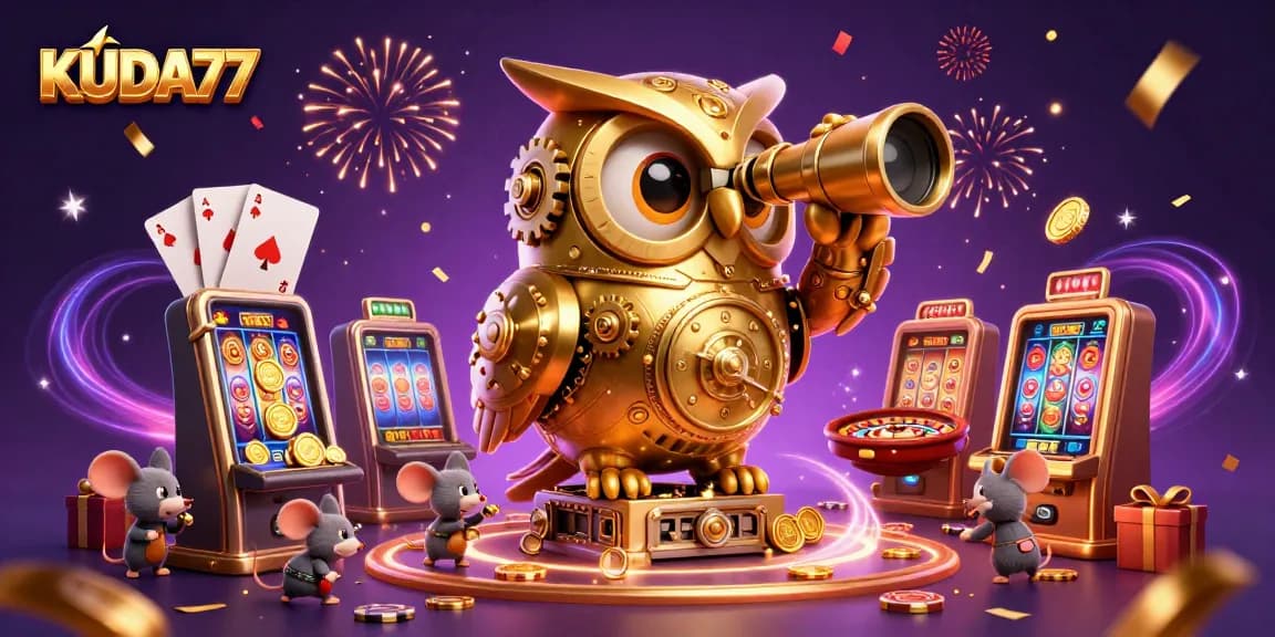 Menangkan permainan slot seru di KUDA77 dengan simbol keberuntungan dan suasana kasino yang meriah.