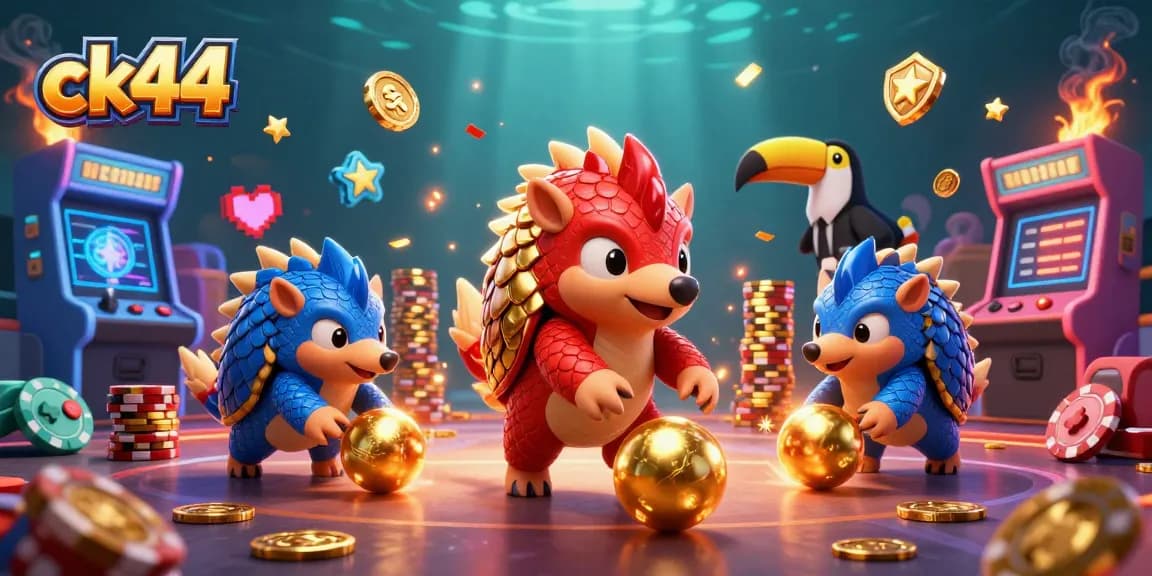 Experience thrilling gameplay at ck44 with vibrant pangolins bowling through poker chips.