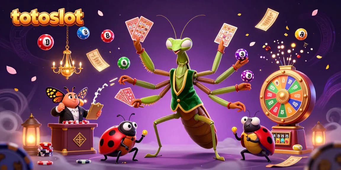 Experience dynamic gaming with totoslot's lively 3D scene featuring unique casino characters and vibrant game elements.