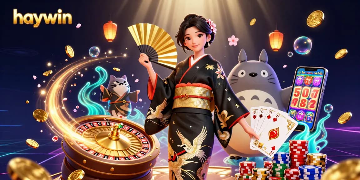 Experience the thrill of winning with haywin in this vibrant casino illustration filled with dynamic elements.