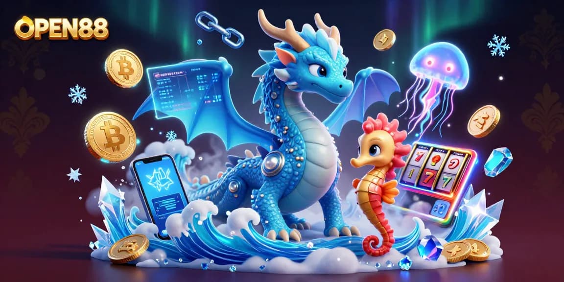 Open88 players enjoying thrilling slots action with glowing jellyfish and sea creatures in a vibrant casino.