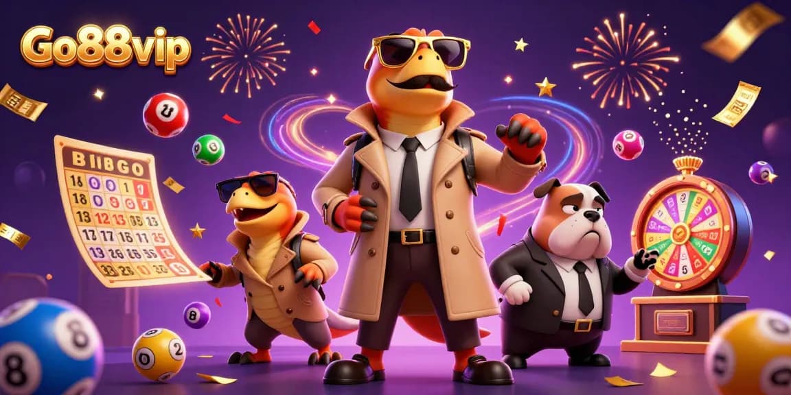 Go88vip raptors in a trench coat humorously attempting entry to a VIP casino, featuring energetic elements.