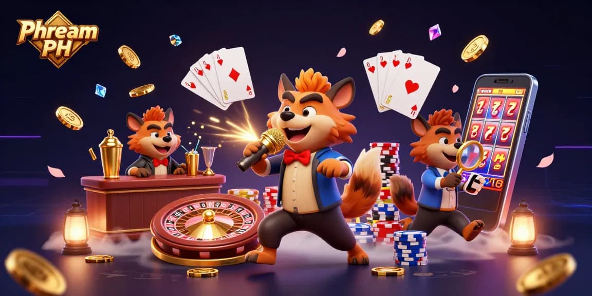 Exciting Phdream PH gaming scene with hyena characters enjoying casino fun.