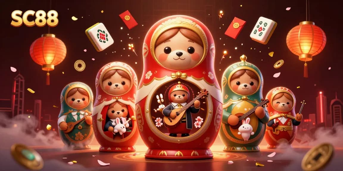 SC88 showcases a festive casino scene with diverse characters celebrating winning strategies.