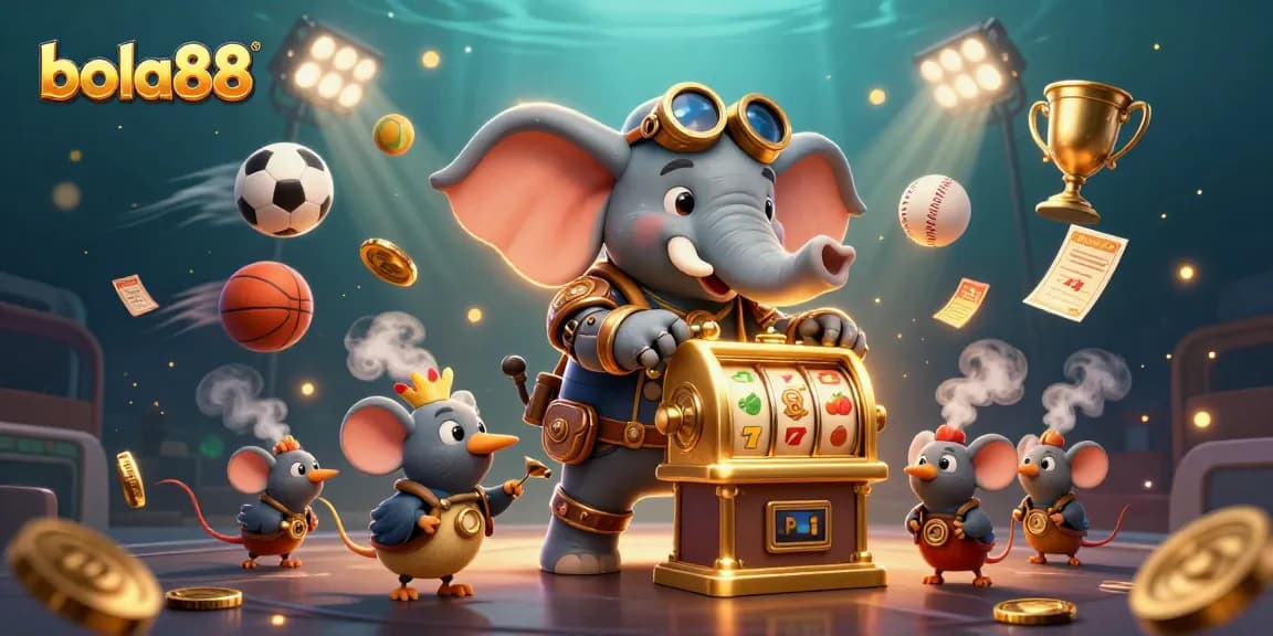 Bola88 players enjoy exciting slots and sports betting in a vibrant casino scene full of action.