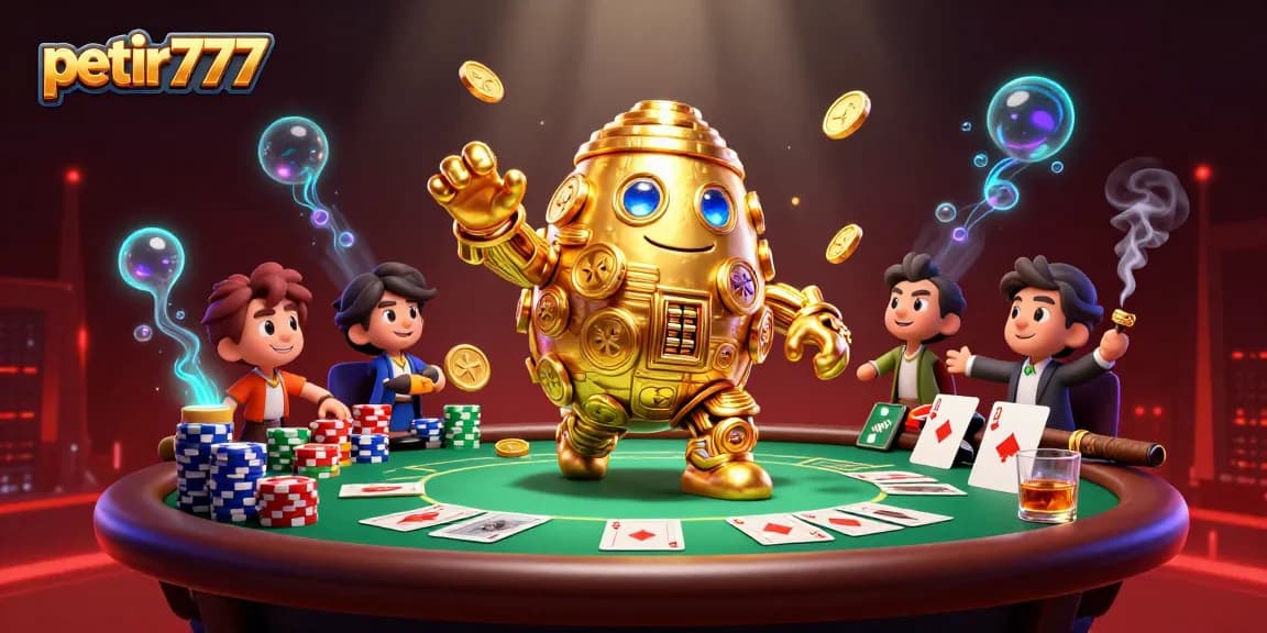 Experience thrilling wins with petir777 in this dynamic casino-themed illustration.