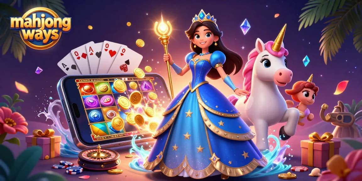 Spin and win with Mahjong Ways as vibrant slot game elements glow around a magical scene.