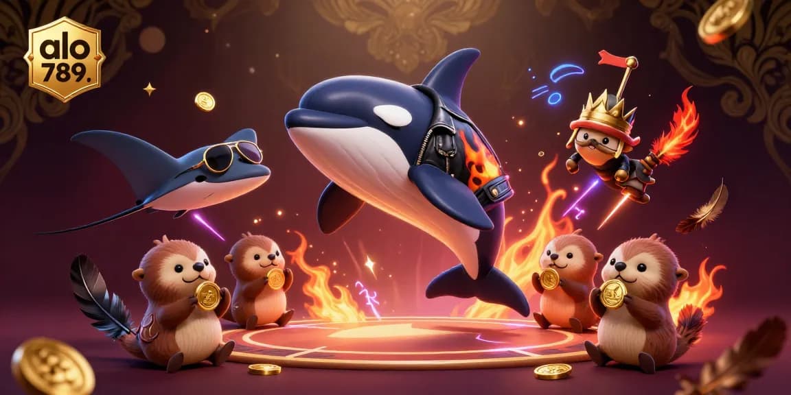 A dynamic gambling scene featuring the lively characters from alo 789 in an exciting cockfighting atmosphere with golden coins.