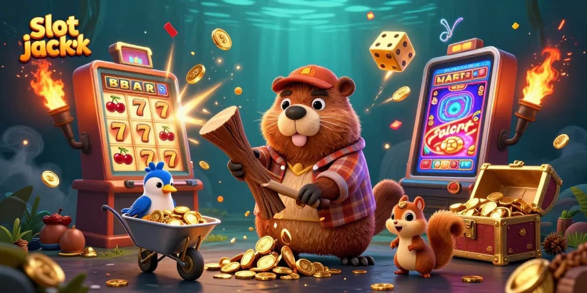 Memenangkan slot jackpot dengan koin emas yang berjatuhan dari pohon pada ilustrasi kasino yang dinamis.