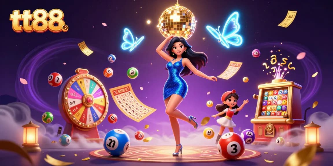 Experience thrilling gameplay at tt88 with a glamorous casino scene featuring exciting lottery elements.