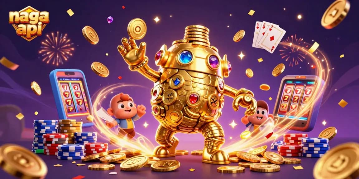 Experience the thrill of winning with the enchanting naga api depicted in a vibrant casino scene.