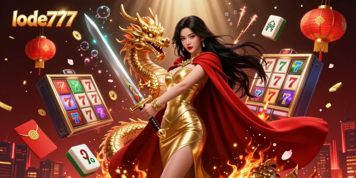 Engage with exciting lode777 slot games featuring a warrior queen and golden dragon in an epic 3D scene.