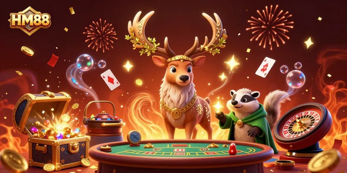 Experience the thrilling casino atmosphere with HM88 as magical energy swirls around a Celtic druid and wise badger.