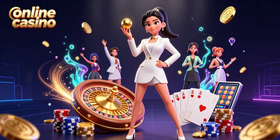 Engage with the vibrant world of online casino through this dynamic 3D illustration featuring poker elements.