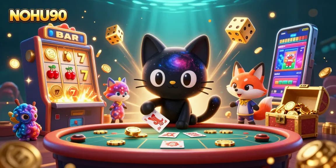Engage with NOHU90's vibrant casino scene featuring galactic characters and explosive game elements.