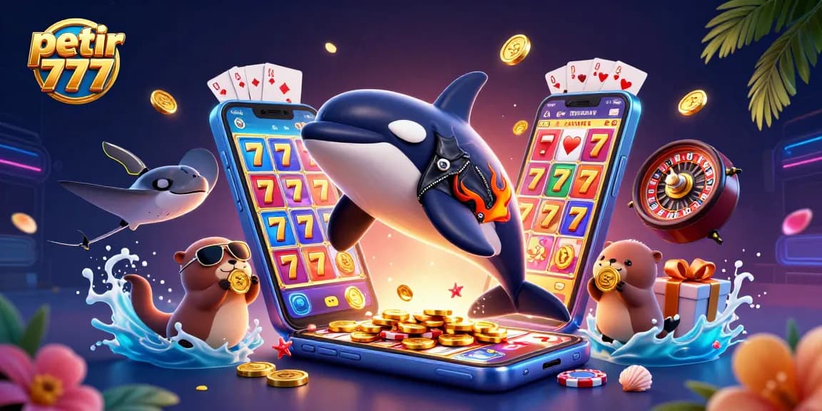 Experience vibrant gaming with petir 777, featuring exciting scenes with characters and casino elements.