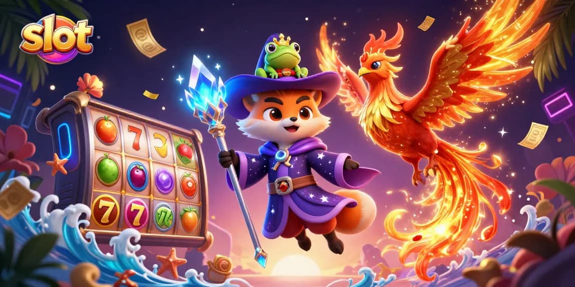 Putaran slot menarik dengan penyihir 3D dan phoenix, menantang keberuntungan di permainan slot.
