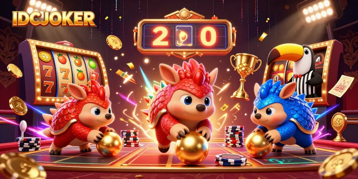IDCJOKER offers an exciting slot game experience with rival pangolins amidst vibrant gaming elements