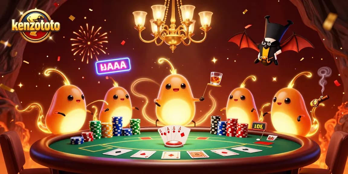 Experience exciting gameplay with kenzototo’s vibrant cave casino ambiance and glowing characters.