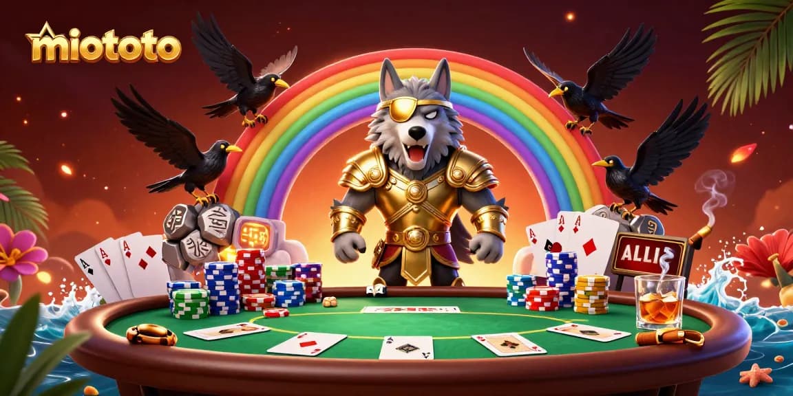 Experience a thrilling miototo poker showdown with characters and vibrant gaming elements.