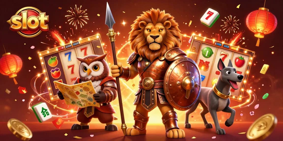 Experience the thrill of slot reels swirling around heroic characters in a vibrant casino scene.