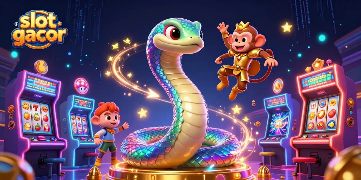 Experience thrilling slot gacor gameplay surrounded by colorful casino elements in a dazzling 3D scene.