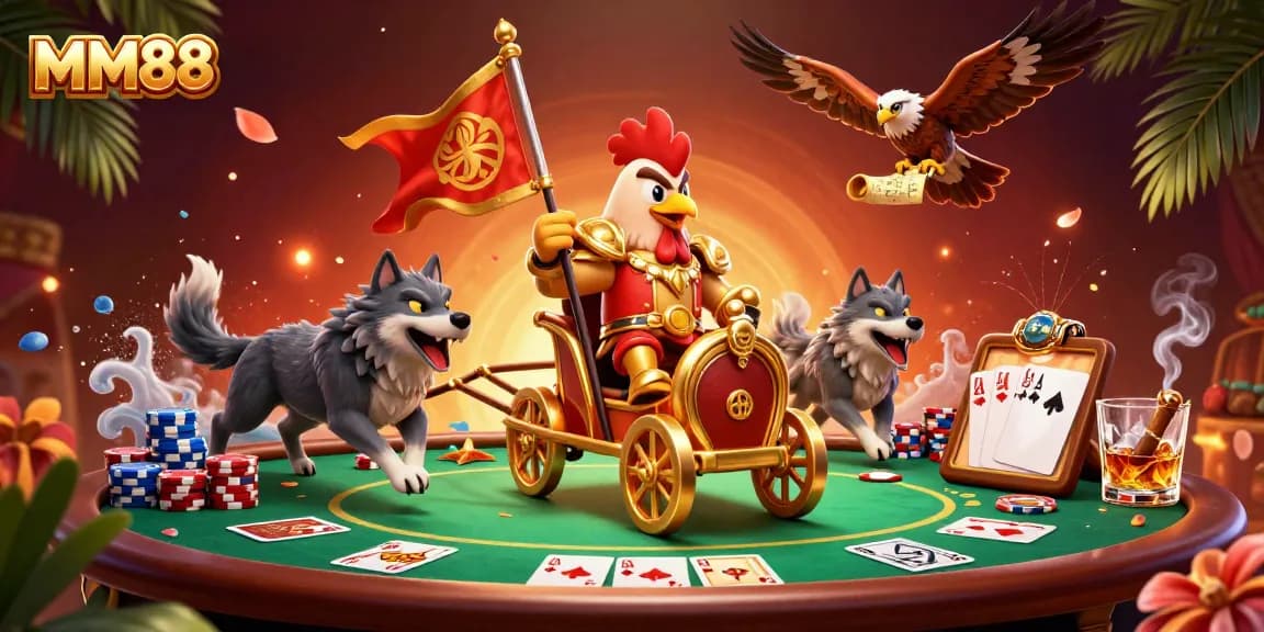 Experience thrilling poker action with MM88 in this vibrant 3D digital capture.