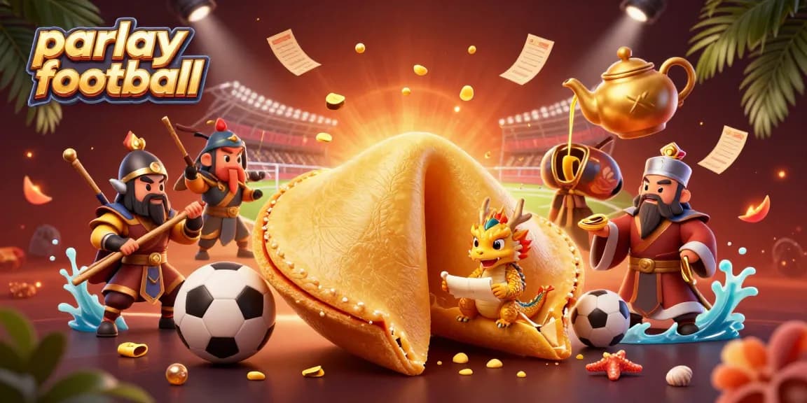 Engage in parlay football betting powered by fortune and strategic insights within an enchanting illustration.