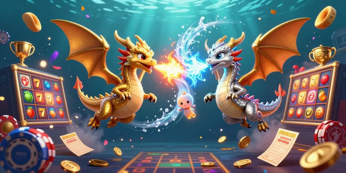 Experience the excitement of GG88 with dynamic 3D dragons and vibrant casino elements.