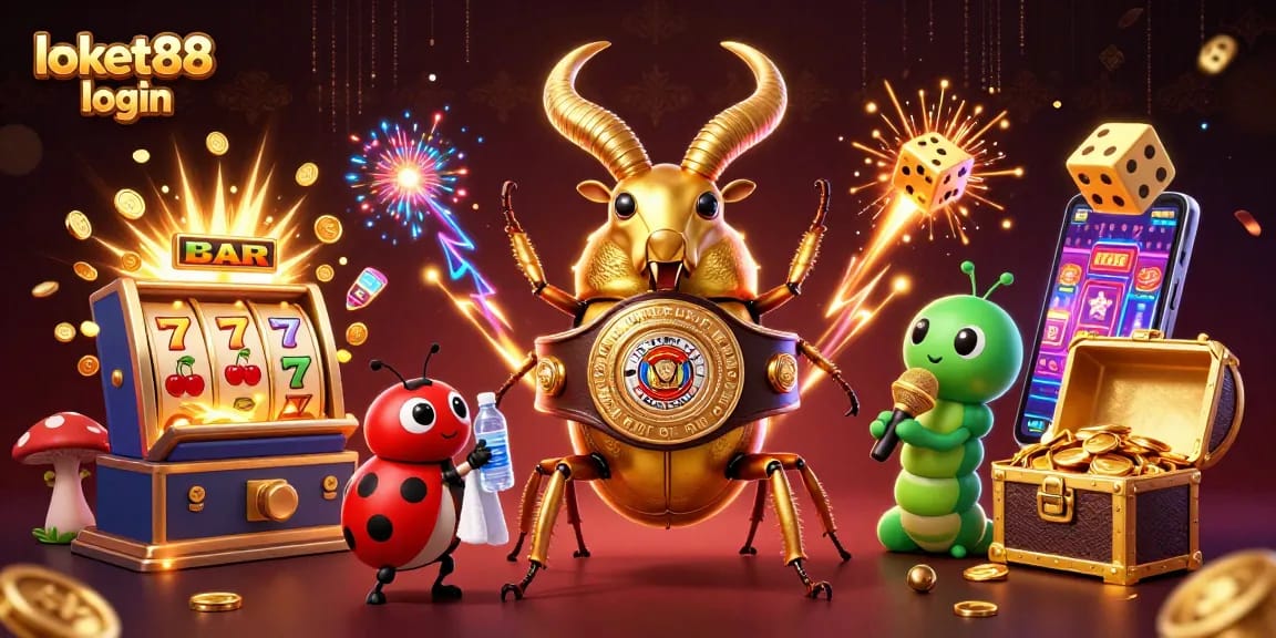 Engage with loket88 login for an electrifying casino experience featuring vibrant characters and game-themed elements.