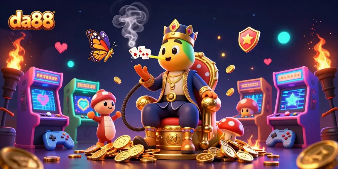 Experience thrilling gameplay at da88, featuring a whimsical caterpillar in a casino setting.