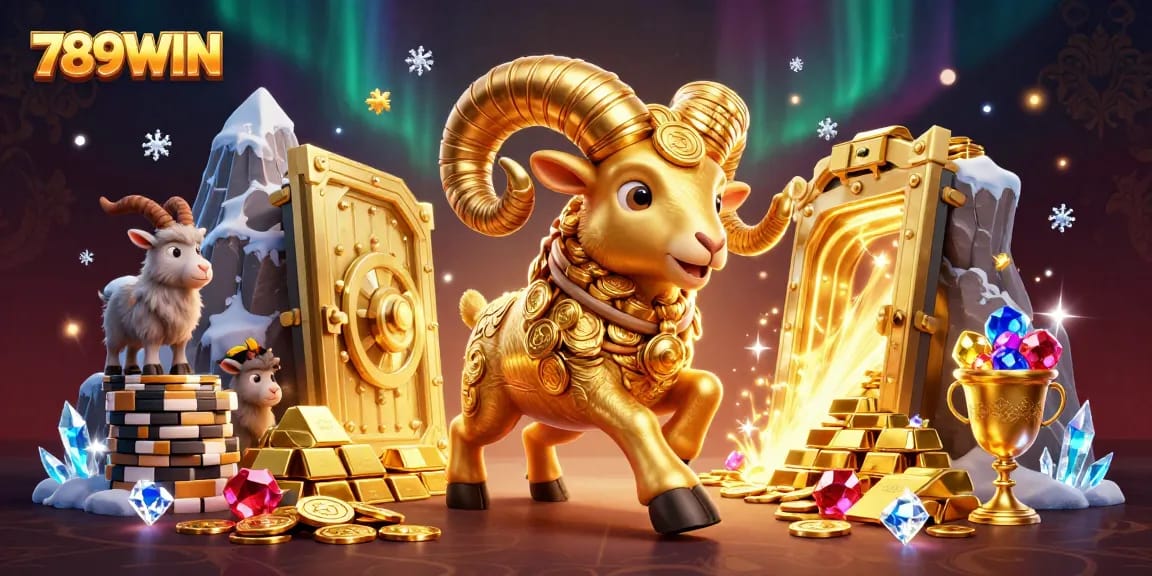 Experience thrilling wins with 789WIN in a vibrant 3D casino realm full of treasures and gold.