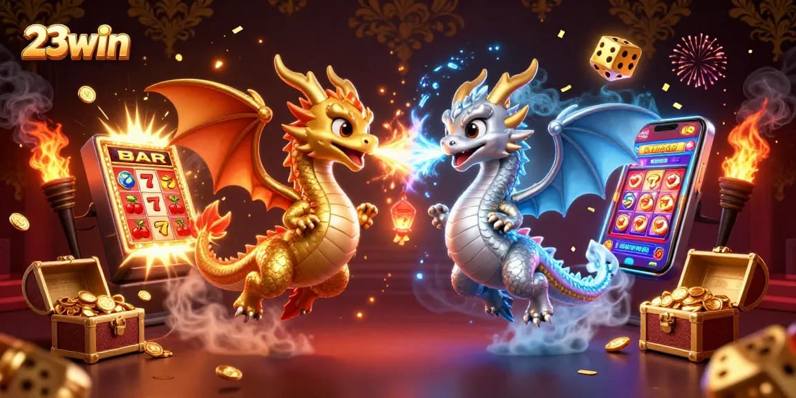 Engage in thrilling gaming with 23win, featuring dynamic dragons and exciting casino elements.