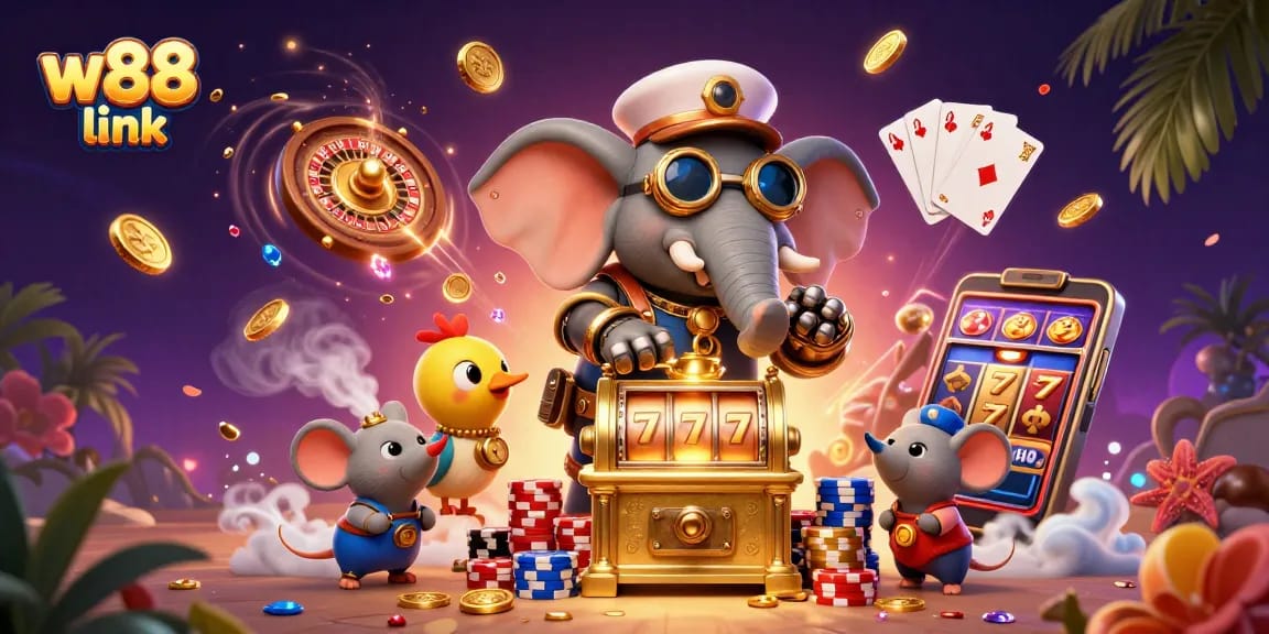 Experience thrilling action at the W88 link with a dynamic scene of gaming fun.