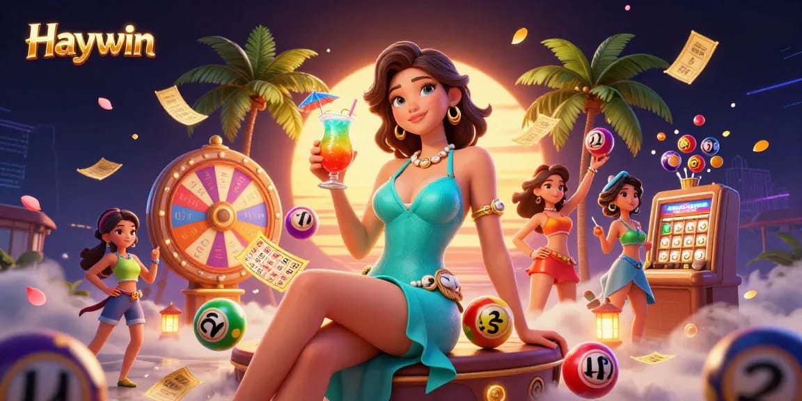 Engage with Haywin's exciting gameplay featuring dynamic lottery elements amid a vibrant casino backdrop.