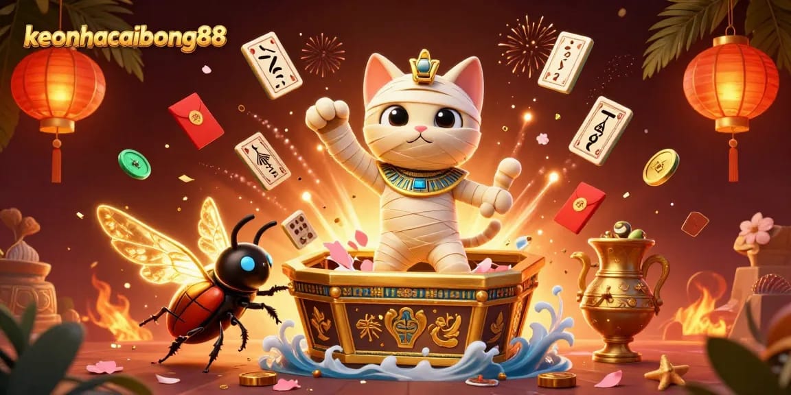 Engage in thrilling action with keonhacaibong88 in this vibrant 3D casino scene filled with dynamic characters and elements.