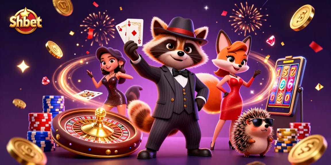 Experience thrilling gaming moments at shbet, as charming characters celebrate with royal flush and sparkling gems!