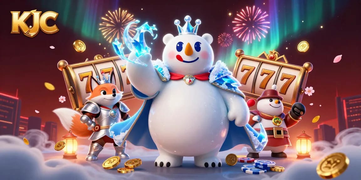 KJC players enjoy dynamism with the ice king and snow fox amidst vibrant slot elements.