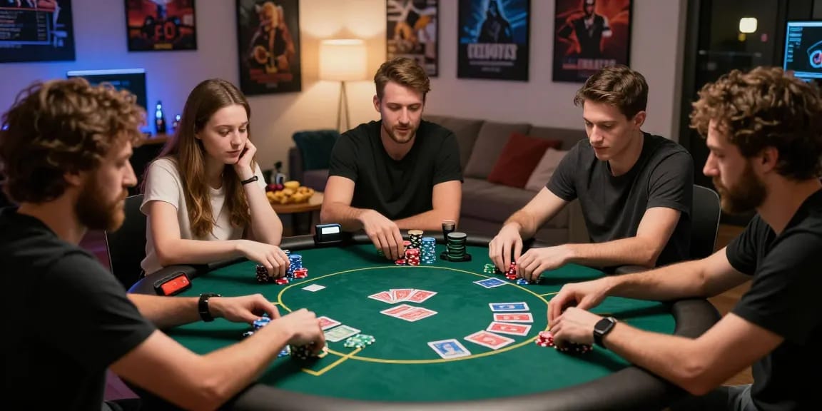 Engaging poker game scene showcasing Alternatif Link Nagapoker and friends enjoying online gaming