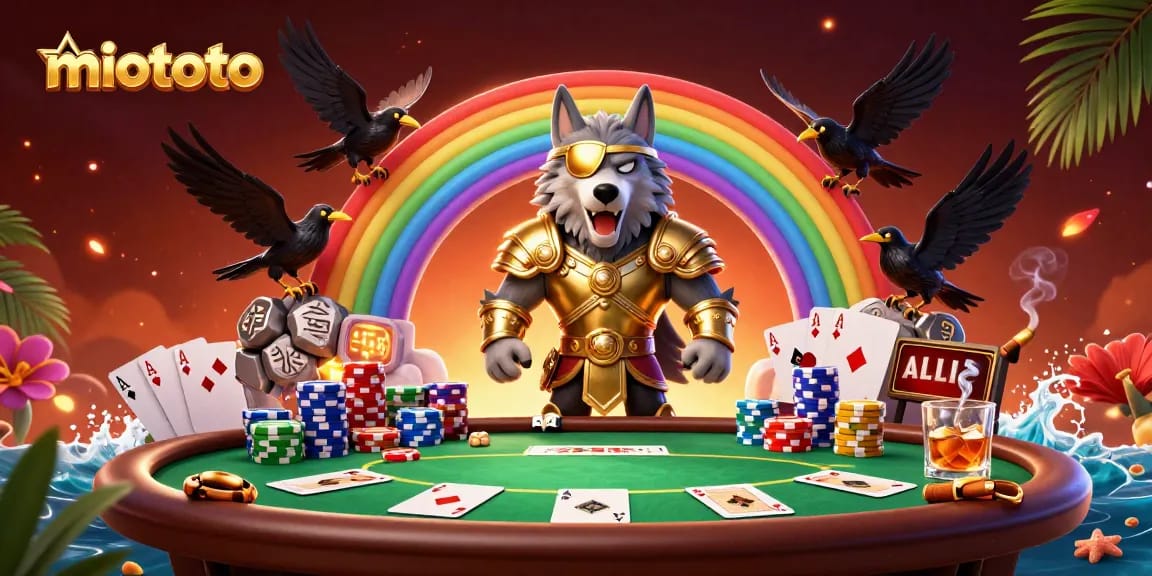 Experience a thrilling miototo poker showdown with characters and vibrant gaming elements.