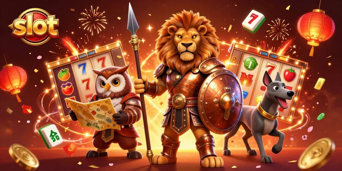 Experience the thrill of slot reels swirling around heroic characters in a vibrant casino scene.
