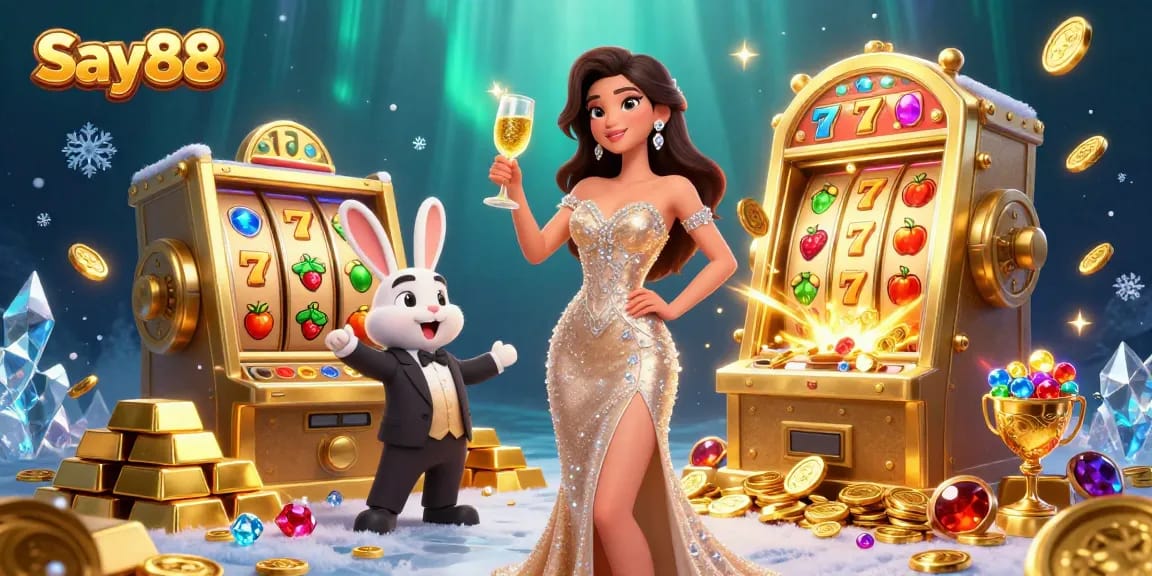 Engage with Say88's fantasy casino scene packed with vibrant symbols and sparkling treasures.