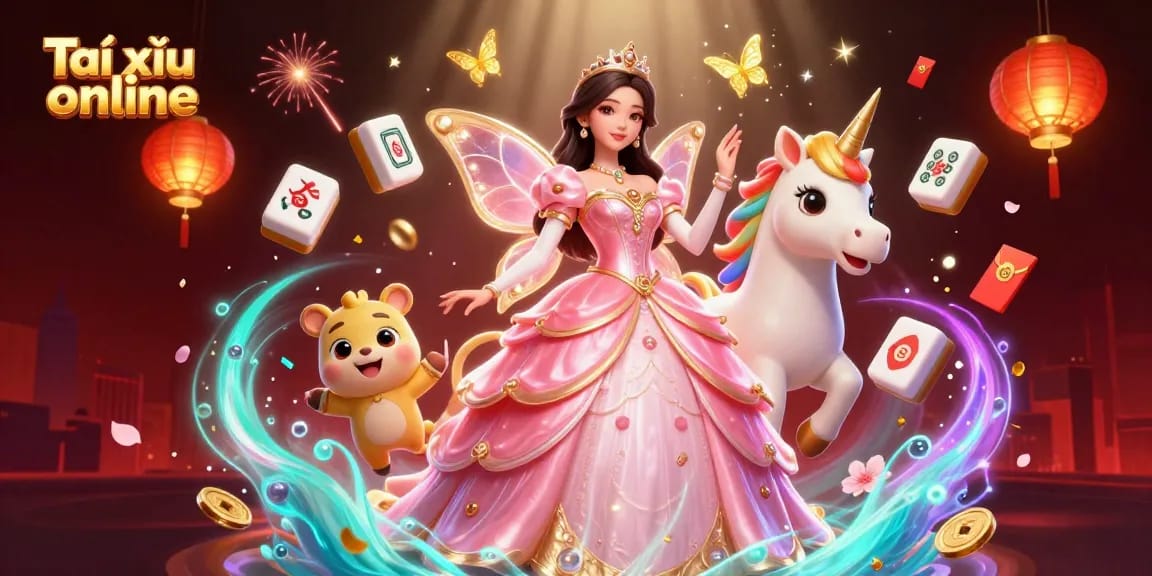 Win exciting prizes with Tài xỉu online, featuring an alluring scene of vibrant characters and elements.