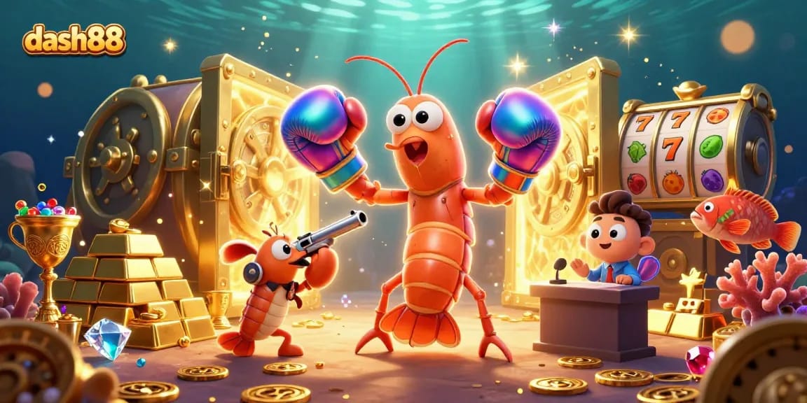 Win big with dash88's exciting slots, showcased by dynamic 3D characters and glittering treasures!