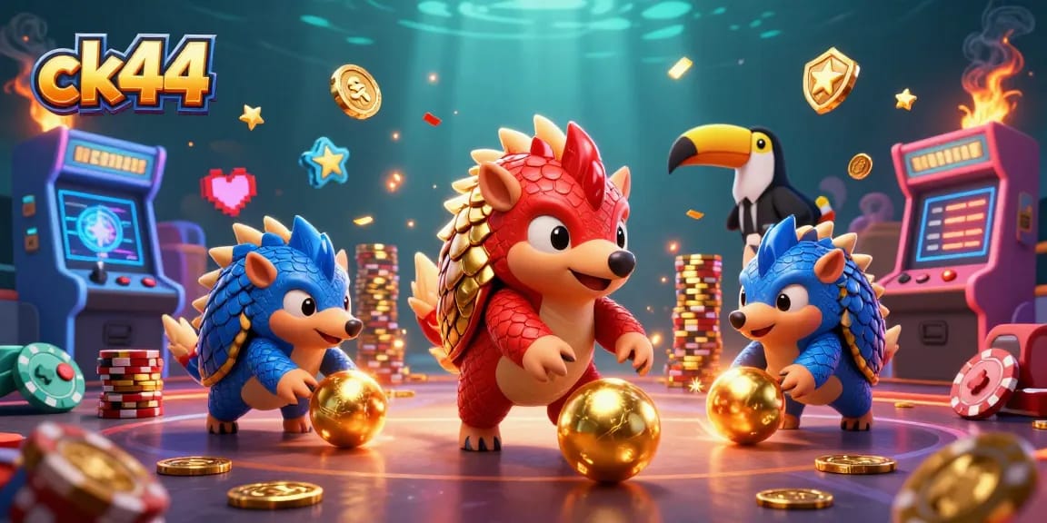 Experience thrilling gameplay at ck44 with vibrant pangolins bowling through poker chips.