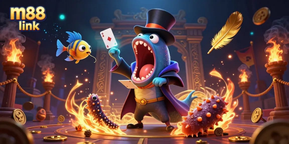 Experience m88 link magic with vibrant casino elements and enchanting sea creatures.