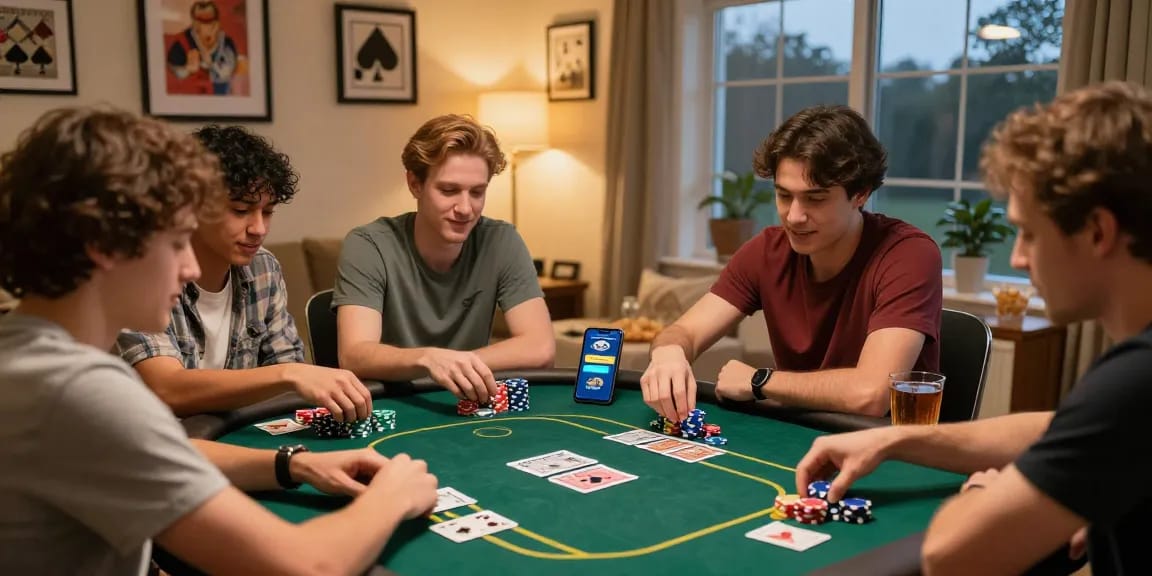 Gather players around a table to join game with Poker Game app while enjoying Texas Hold'em.