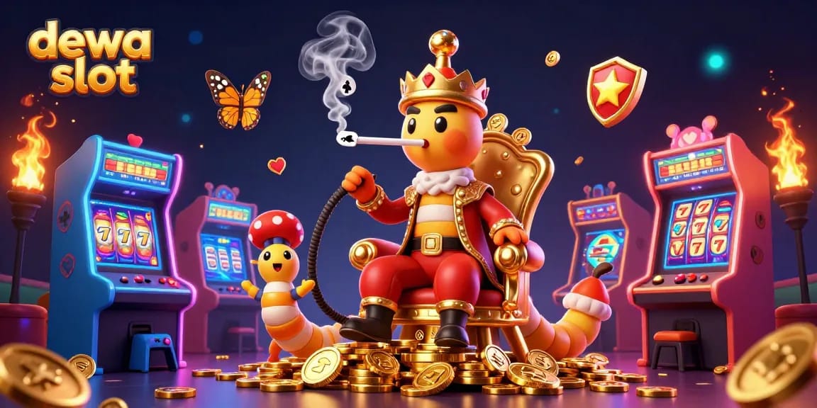 Menangkan permainan dewa slot dengan ilustrasi detail 3D dari karakter unik dan mesin slot berkilau.