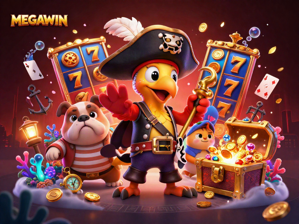 Join the MEGAWIN adventure with a pirate captain and crew amid thrilling slots and riches!