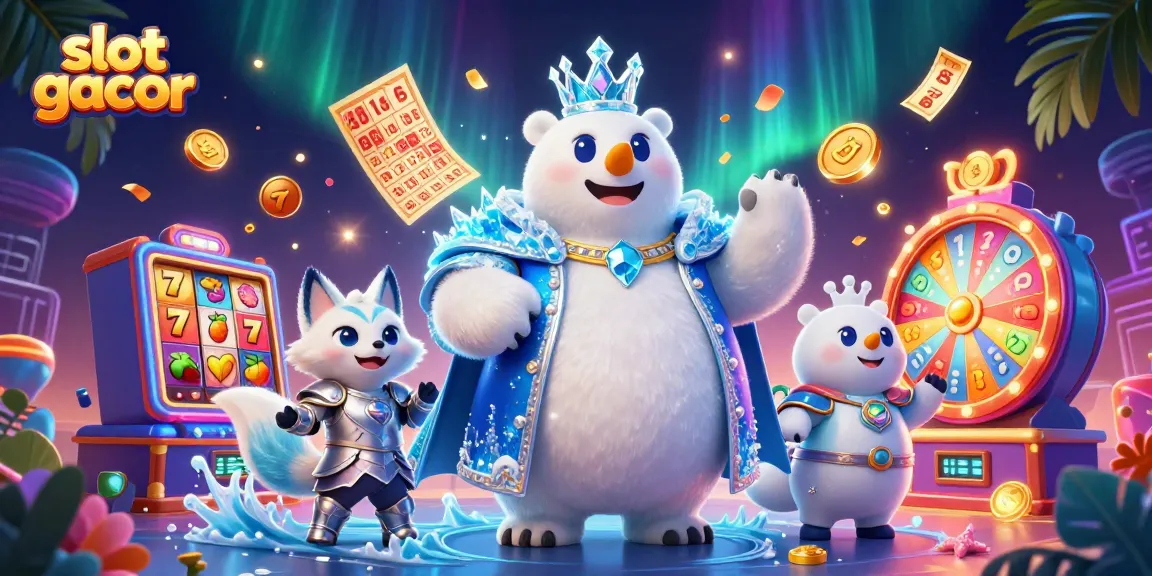 Permainan slot gacor yang menampilkan karakter beruang kutub raja dan rubah salju dalam suasana fantastis.